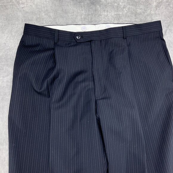 Jones New York Suit Men 44R 39W x 28L Blue Pinstripe Elements Wool Classic Caree - Picture 13 of 16